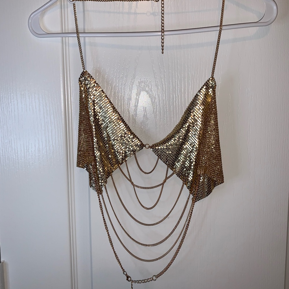 Gold chain bralet